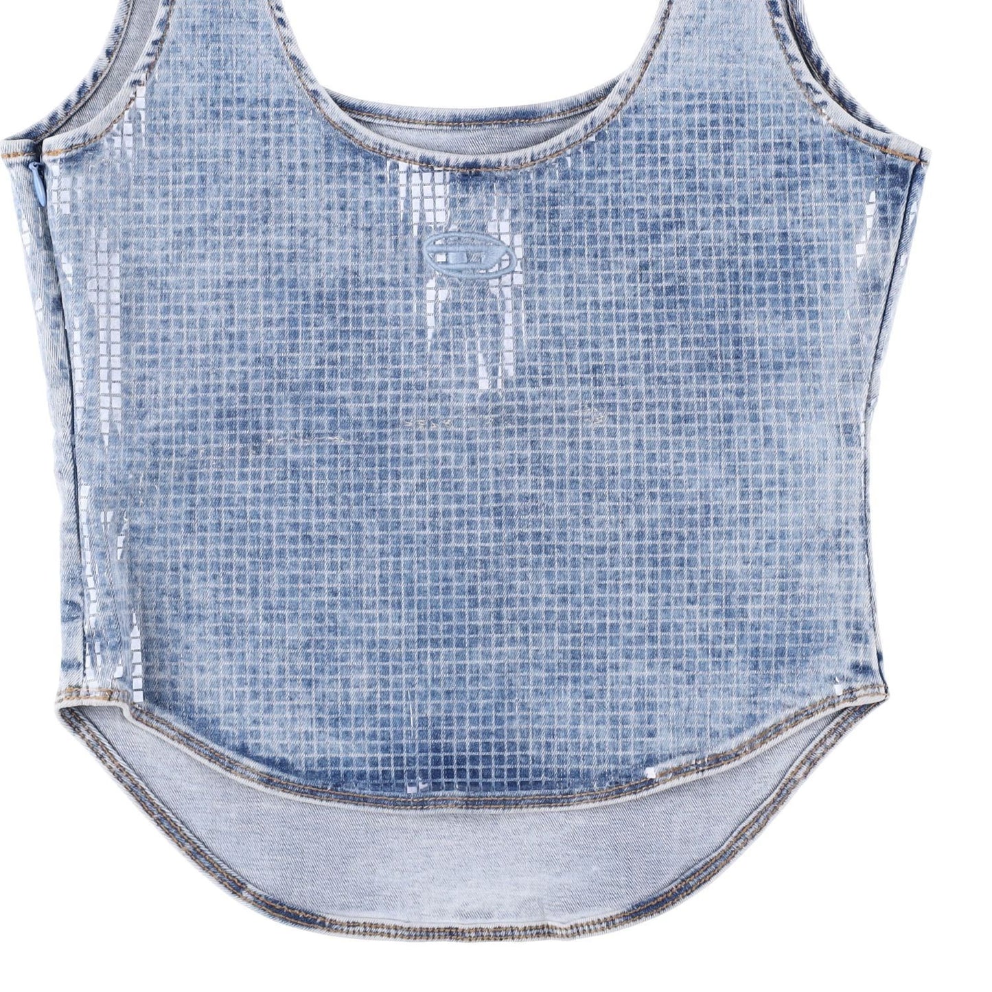 DIESEL Womens De-Shi-S Coated Denim Tank Top Blue Scoop Neck Size S RRP 280 — View 3