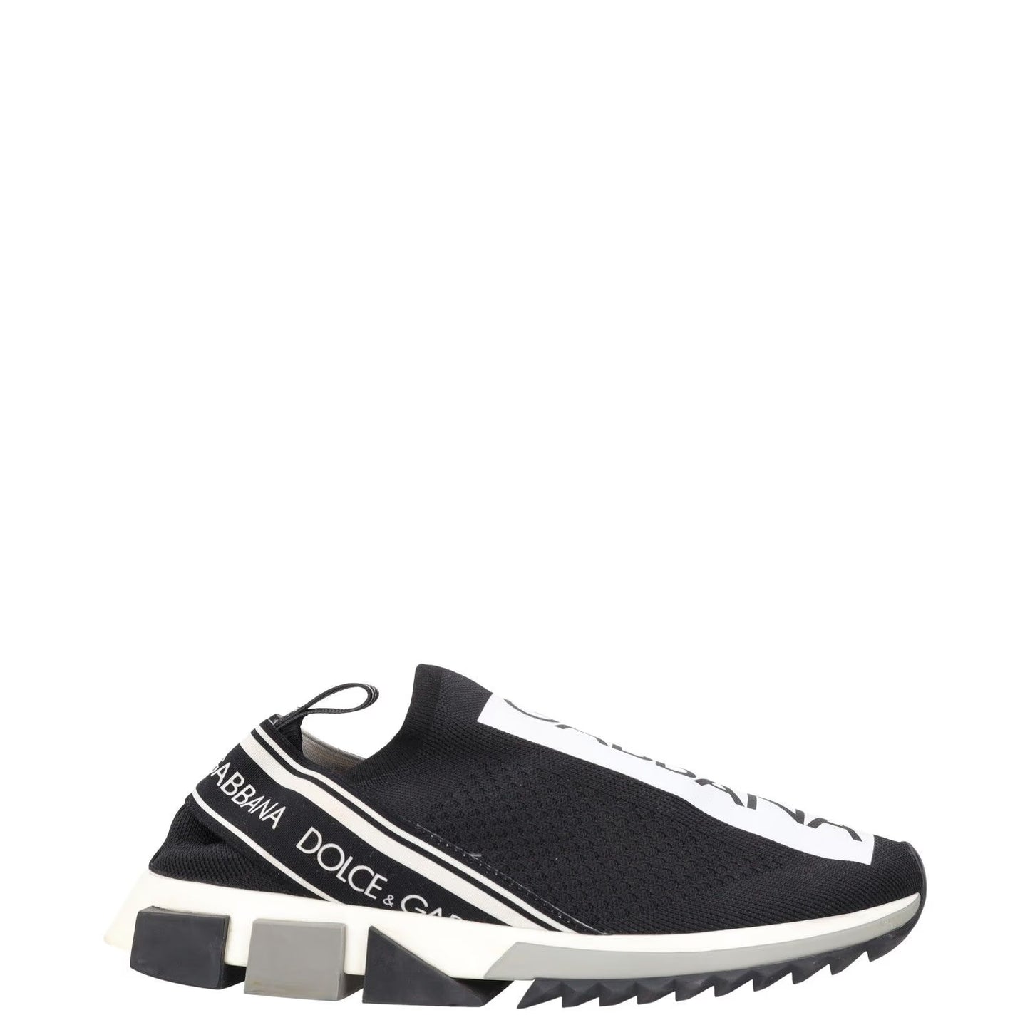 DOLCE & GABBANA Mens Sneakers Black White Fabric Trainers Slip On UK 7 RRP 600