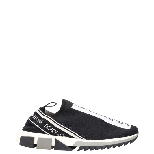 DOLCE & GABBANA Mens Sneakers Black White Fabric Trainers Slip On UK 7 RRP 600
