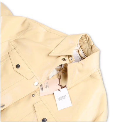 NANUSHKA Women Keano Trench Coat Long Collared Button Up Leather Beige M RRP1475 — View 7