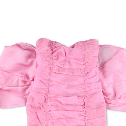 ROTATE Womens Sheer Satin Bow Mini Dress Bandaue Cameo Pink Size 36 RRP 380 — View 2