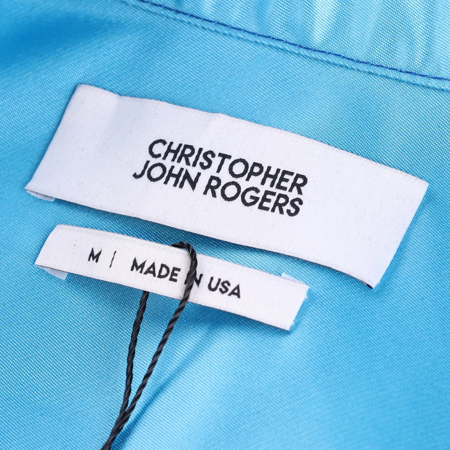 CHRISTOPHER JOHN ROGERS Women Tie Back Satin Shirt Azure Button-Up M RRP1030 — View 7