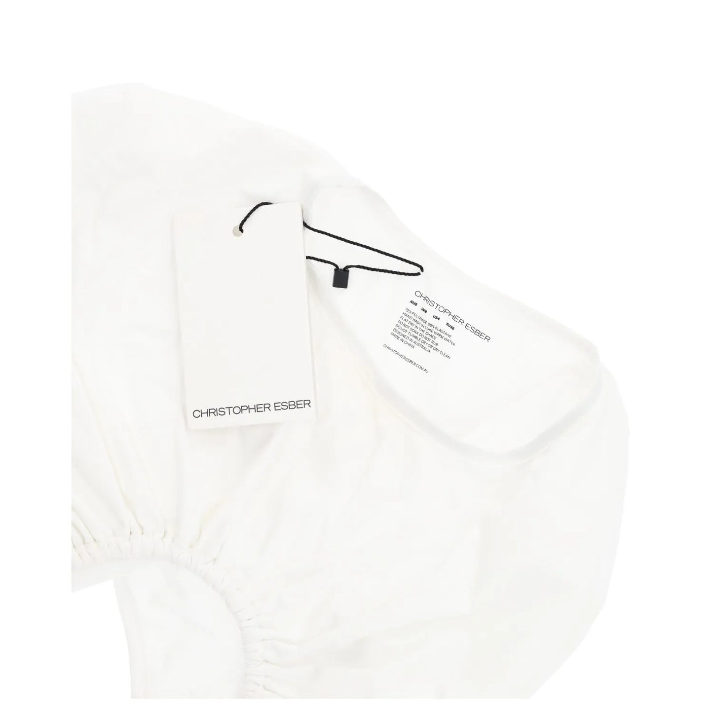 CHRISTOPHER ESBER Womens U Prong Bikini Top Short Sleeve Crew White UK 8 RRP 150 — View 4