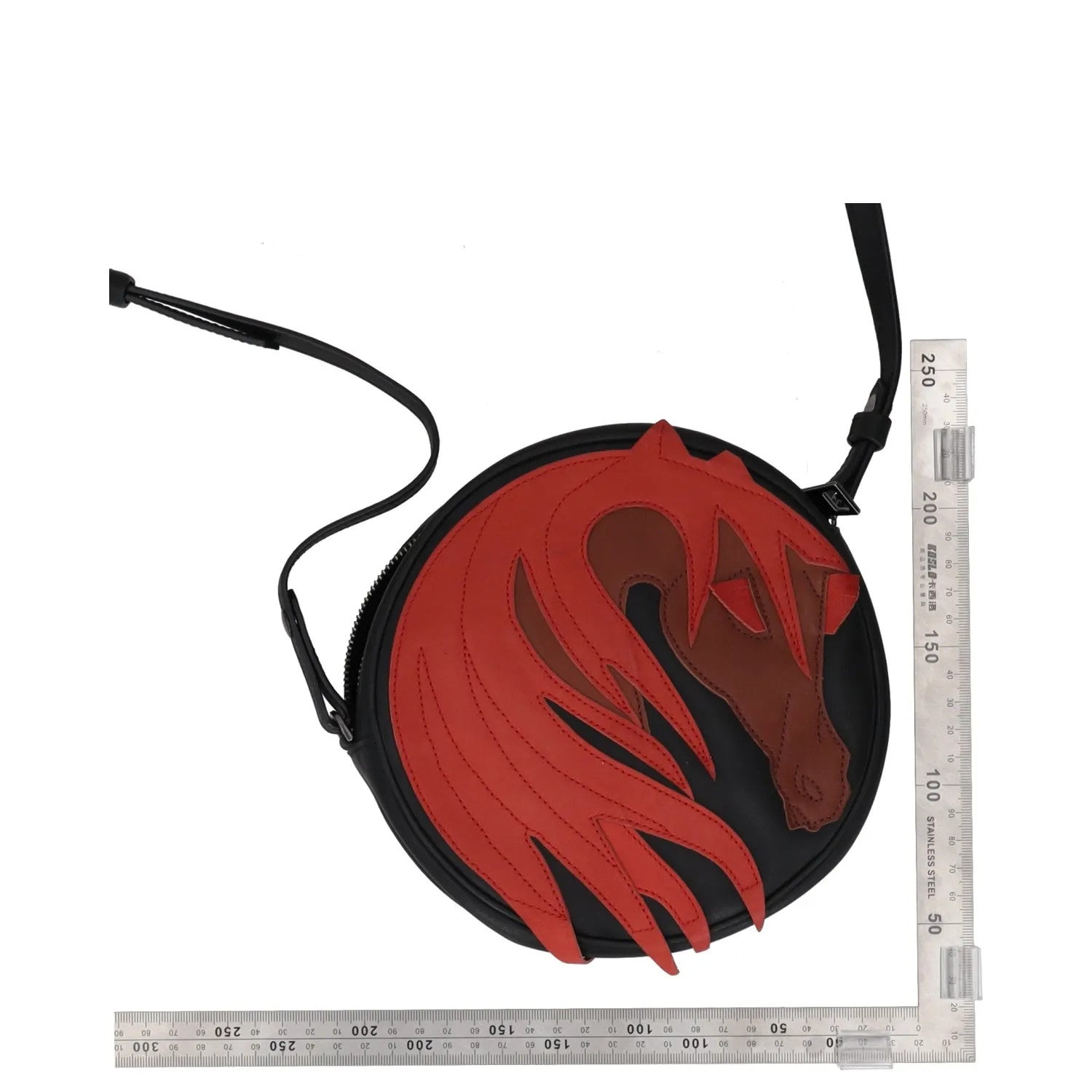 JUST CAVALLI Womens Shoulder Bag Black Red Leather Horse Design S RRP 300 — View 5