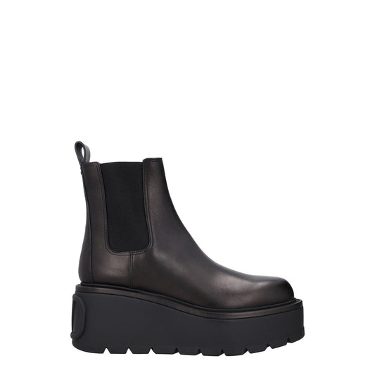 VALENTINO Women Chealsea Boots Black Leather Chunky Platform Sole UK3.5 RRP 1190