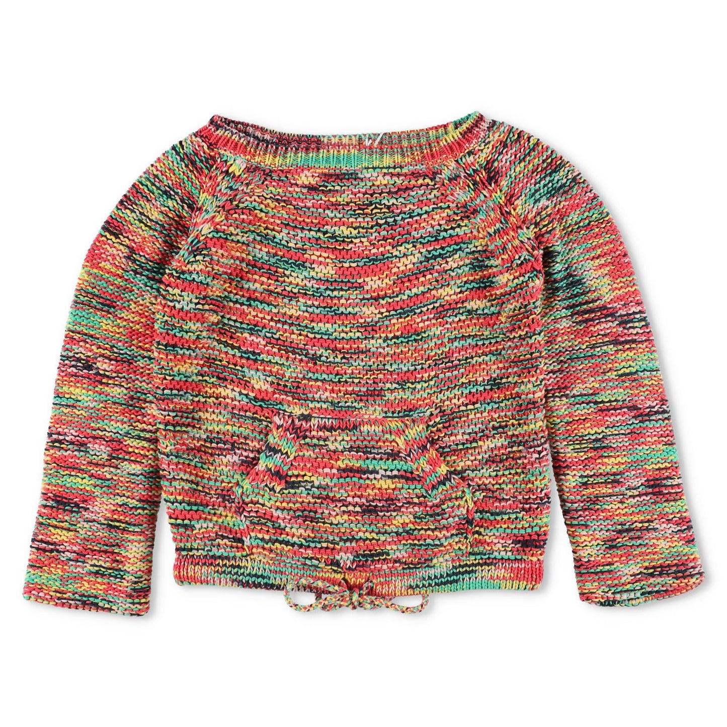 CHLOE Womens Knit Rainbow Kangaroo Pouch Pullover Jumper Multicoloured L RRP 730