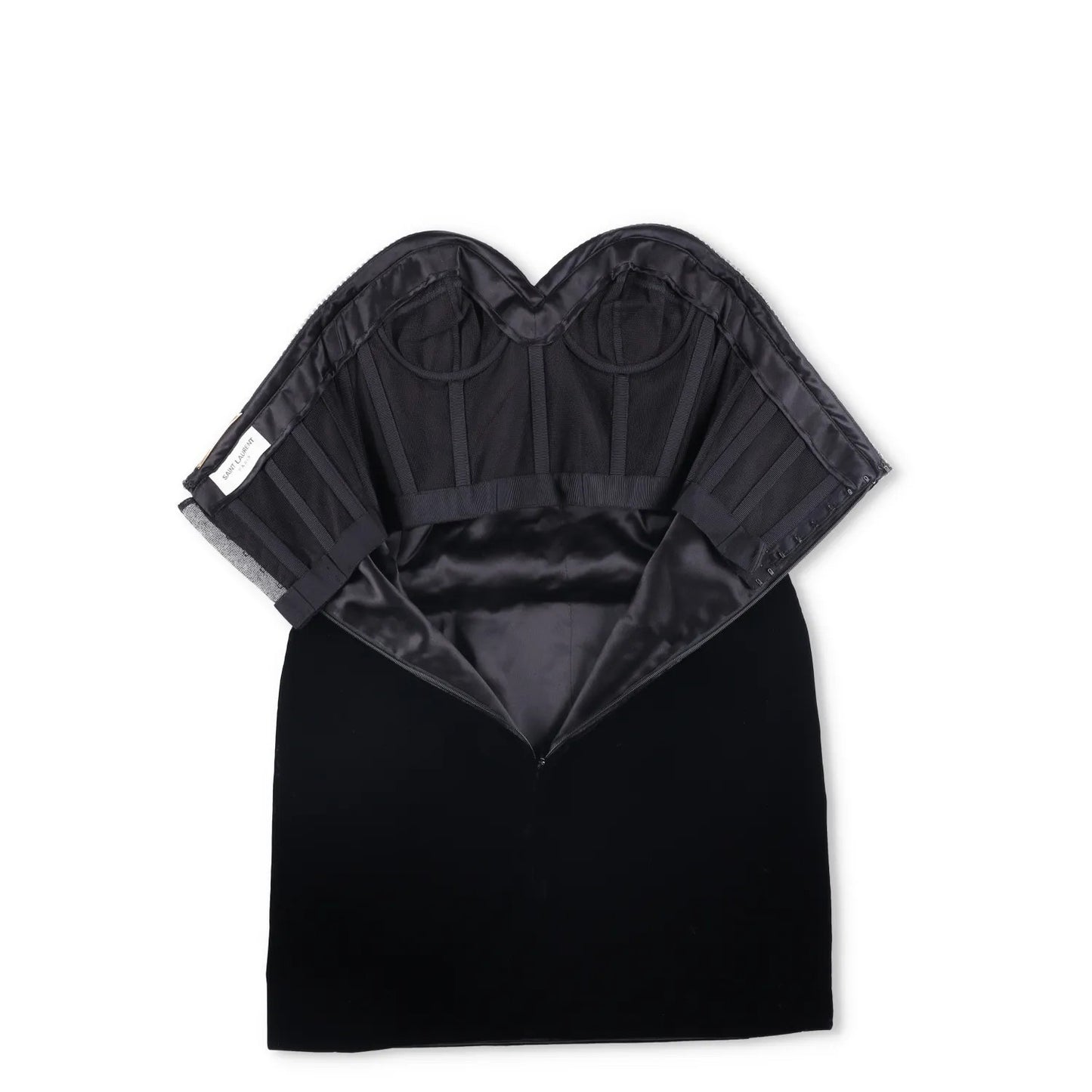 SAINT LAURENT Womens Dress Mini Black Sweetheart Neck Diamante Velvet 34 RRP2840 — View 6