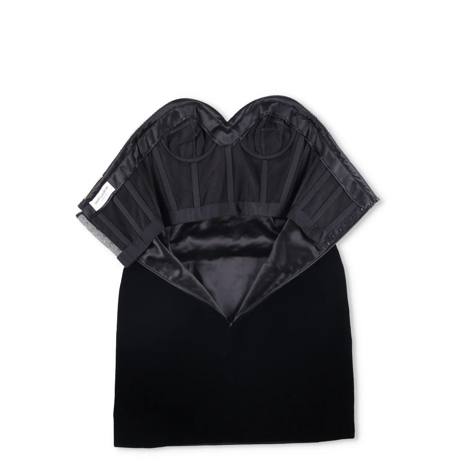 SAINT LAURENT Womens Dress Mini Black Sweetheart Neck Diamante Velvet 34 RRP2840 — View 6