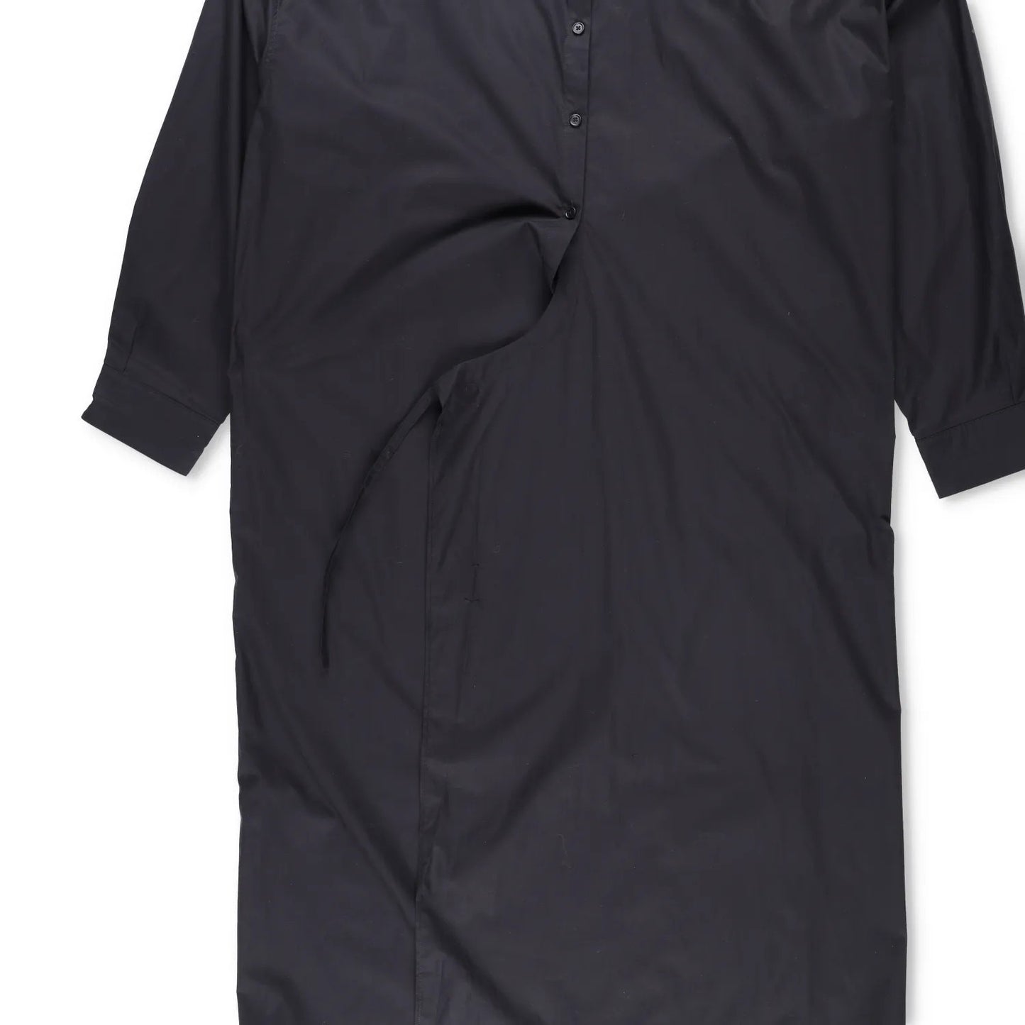 LEMAIRE Women Midi Dress High Neck Long Sleeve Side Wrap Detail Cotton 42 RRP440 — View 4
