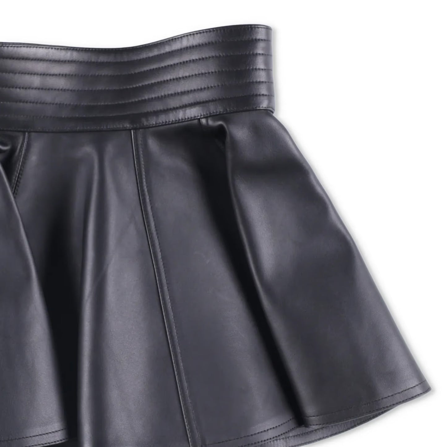 ALAIA Womens Mini Skirt Belt Pleated Nappa Leather Black Size 40 RRP 2529 — View 3