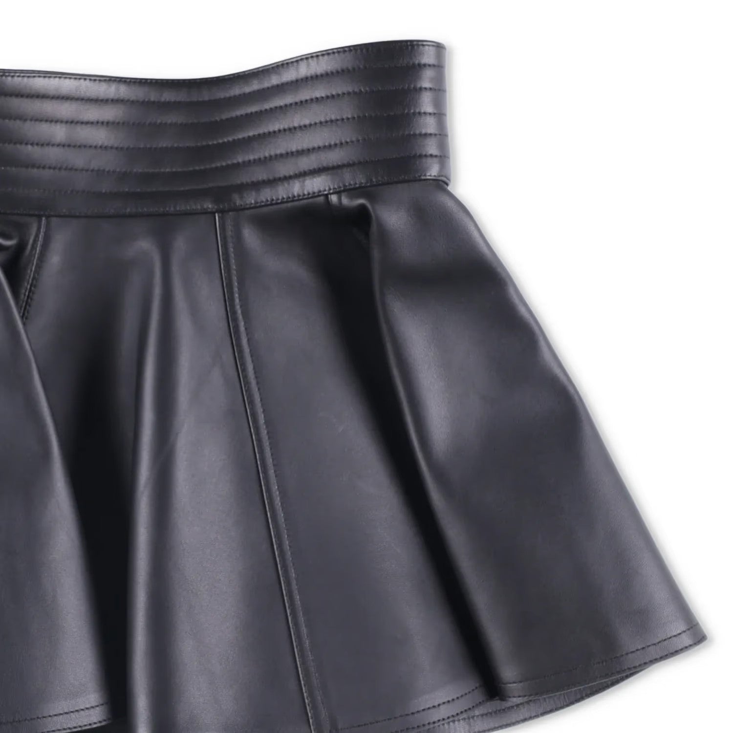 ALAIA Womens Mini Skirt Belt Pleated Nappa Leather Black Size 40 RRP 2529 — View 3