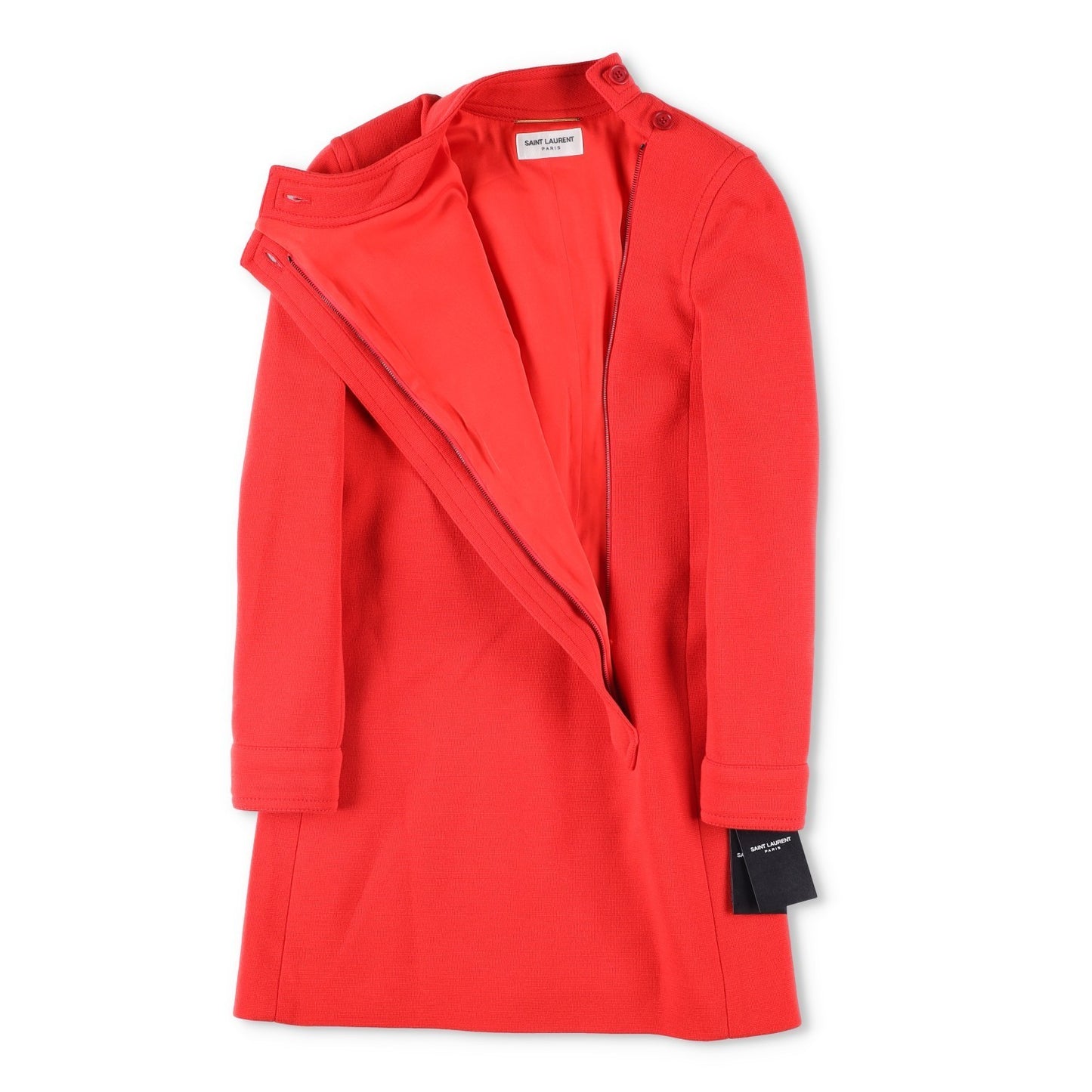 SAINT LAURENT Red Womens Wool Mini Dress Long Sleeve Size 36 Party RRP1900 — View 10