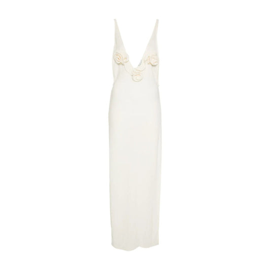 MAGDA BUTRYM Womens Dress Strappy Deep V-Neck Drape Gown Cream Size 36 RRP 1265