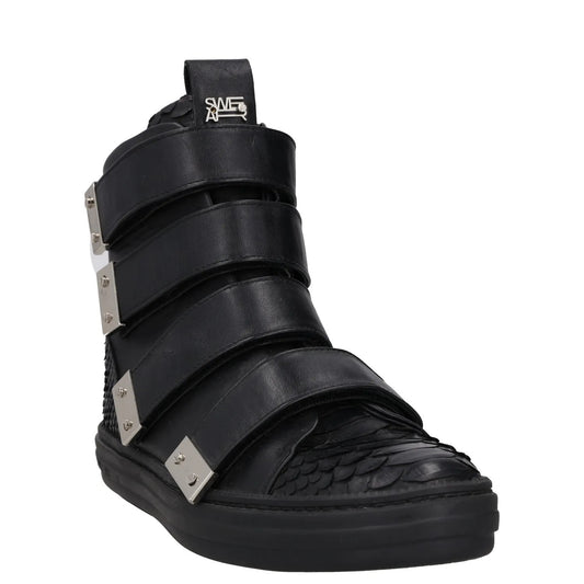 SWEAR Mens Trainers Black Leather High Top Strappy Sneakers UK 6 RRP 250 — View 2