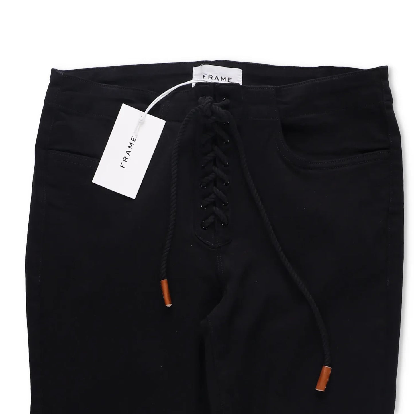 FRAME Womens Trousers Mid Rise Lace Up Skinny Black Cotton Blend Size 28 RRP 150 — View 5