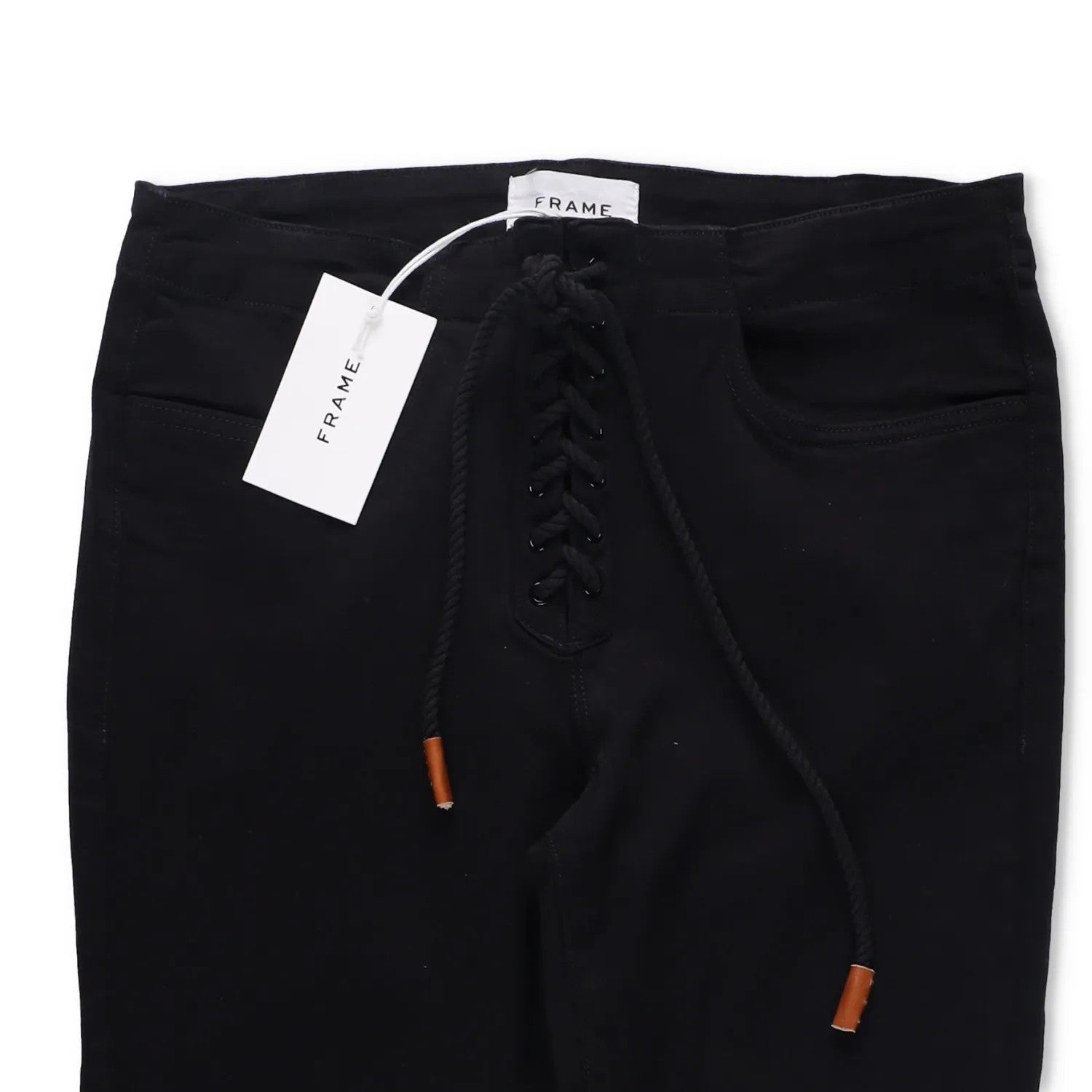 FRAME Womens Trousers Mid Rise Lace Up Skinny Black Cotton Blend Size 28 RRP 150 — View 5