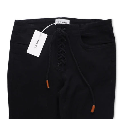 FRAME Womens Trousers Mid Rise Lace Up Skinny Black Cotton Blend Size 28 RRP 150 — View 5