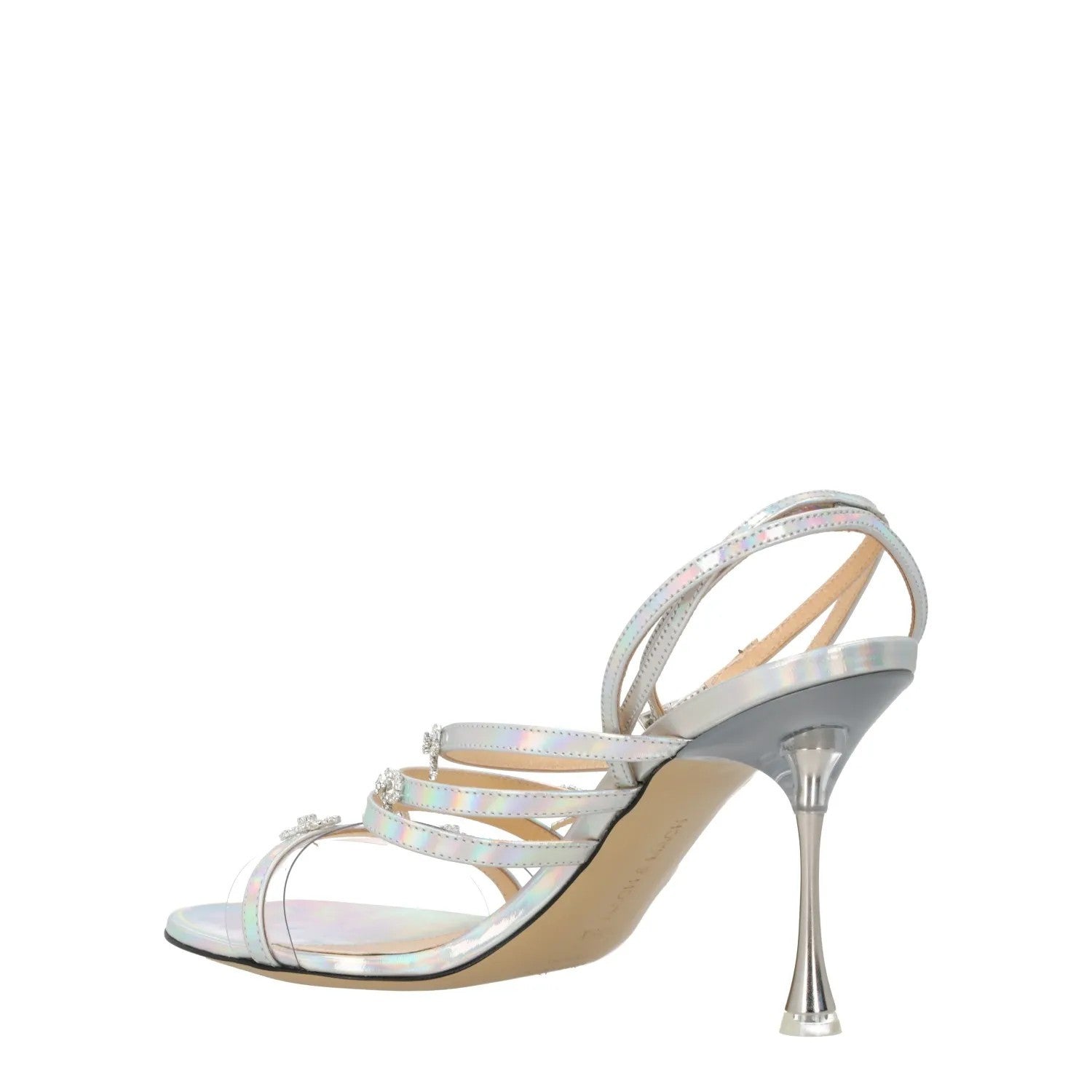 MACH & MACH Women Sandals Silver Crystal Bow Leather Metallic High UK 6 RRP 920 — View 6