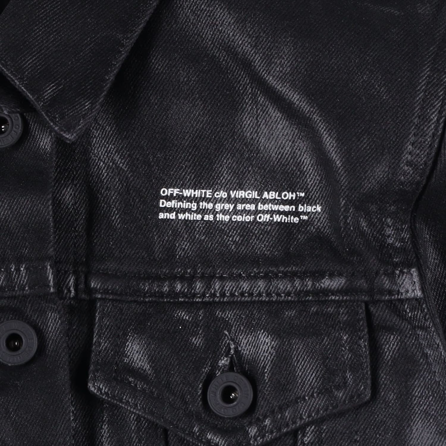 OFF-WHITE Womens Cropped Jacket Black Cotton Button Closure Size 38 RRP 850 — View 8
