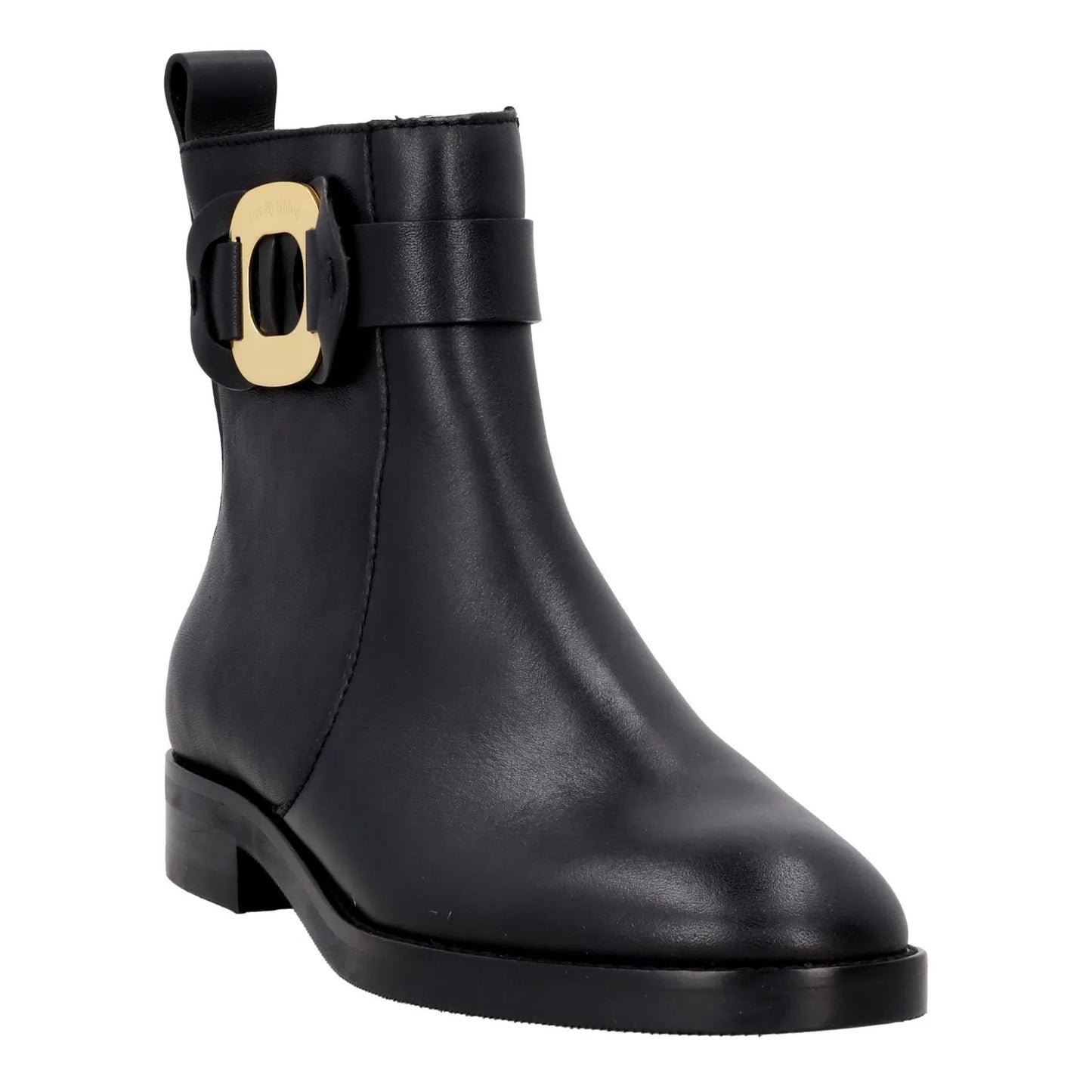 SEE BY CHLOE Womens Chany Flat Ankle Boots Black Leather Buckle UK 5 RRP 525 — View 2