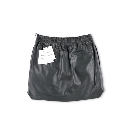 BOTTEGA VENETA Womens Mini Skirt Grey Leather Elastic Waist Size S RRP 700 — View 4