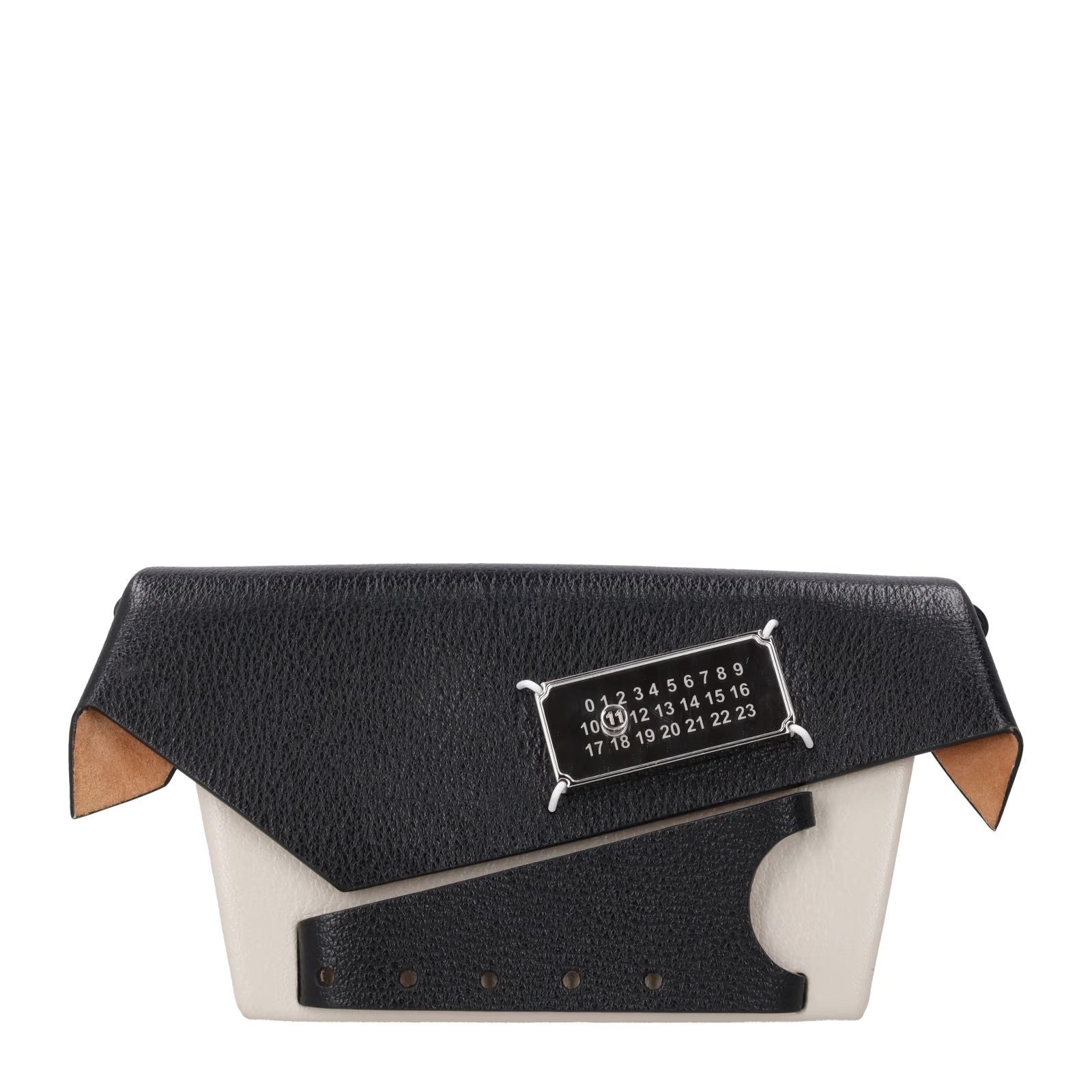 MAISON MARGIELA Womens Leather Snatched Bag Black White One Size RRP 1220