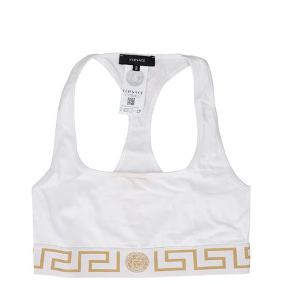 VERSACE Womens Bra Soft Cup Square Neck Topeka White Greek Racerback 2 RRP 75 — View 2