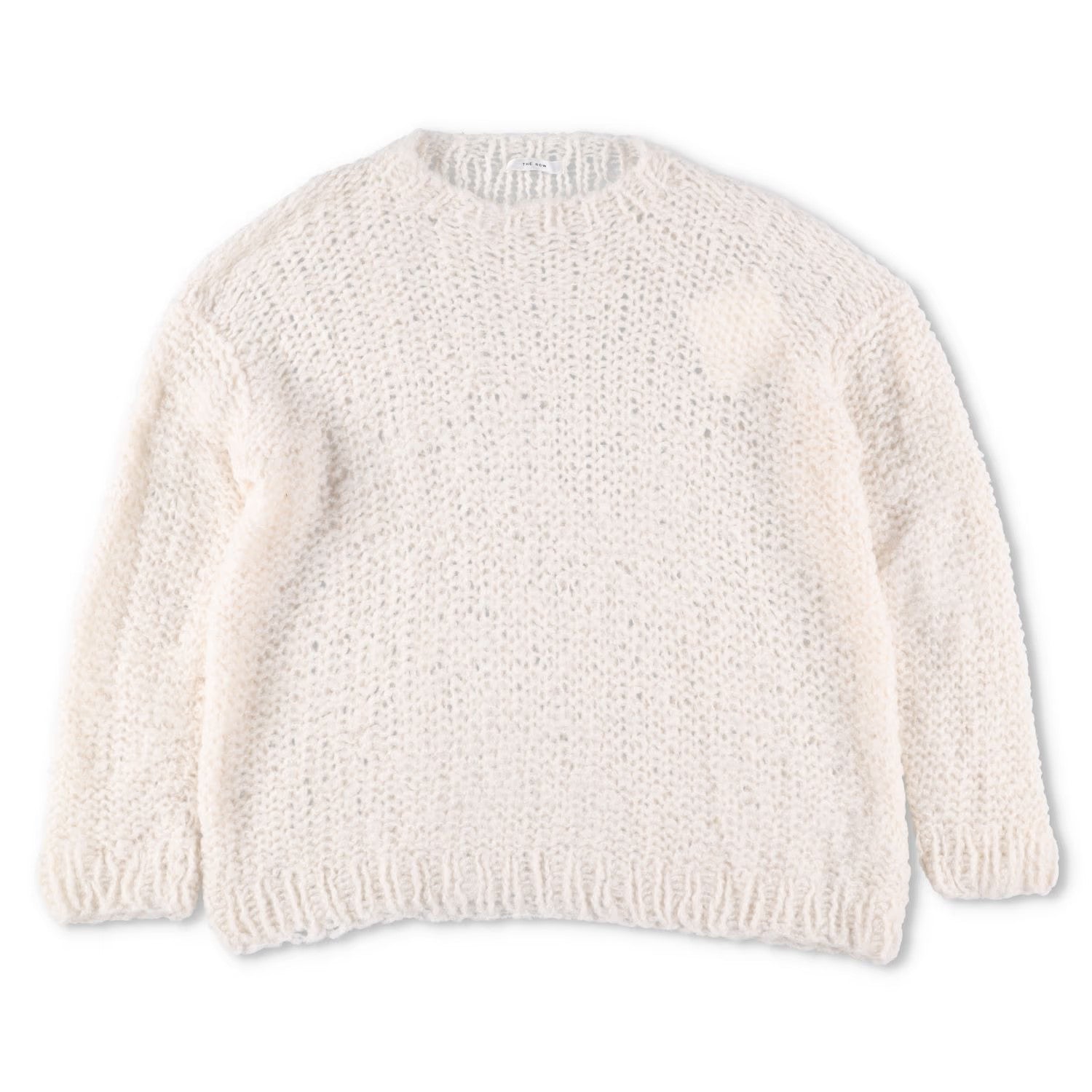 THE ROW Women Eryna Knit Sweater Crew Neck Long Sleeve Perforate White M RRP3040