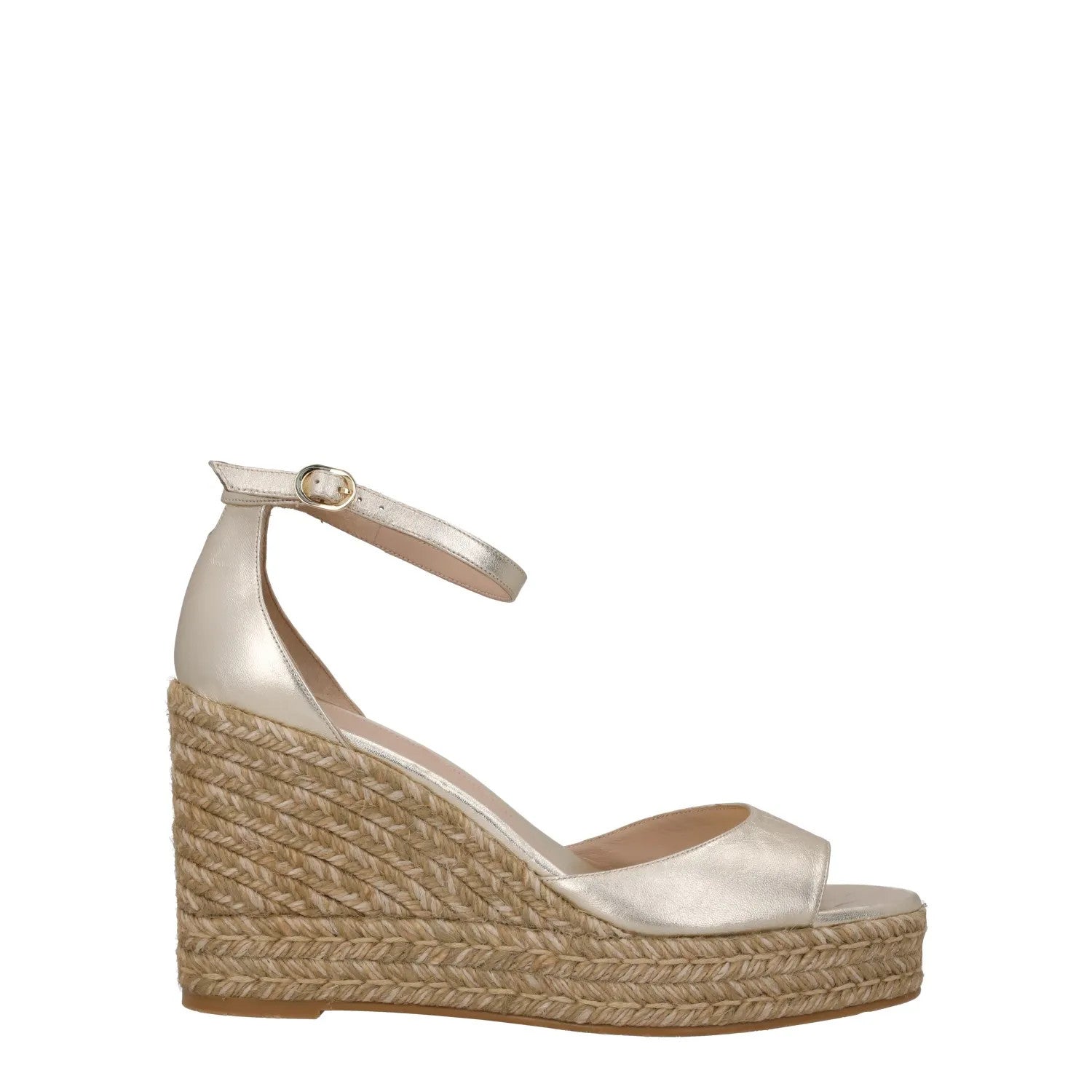 STUART WEITZMAN LADIES Nudistcurve Espadrilles Wedge Leather Gold 41 RRP375