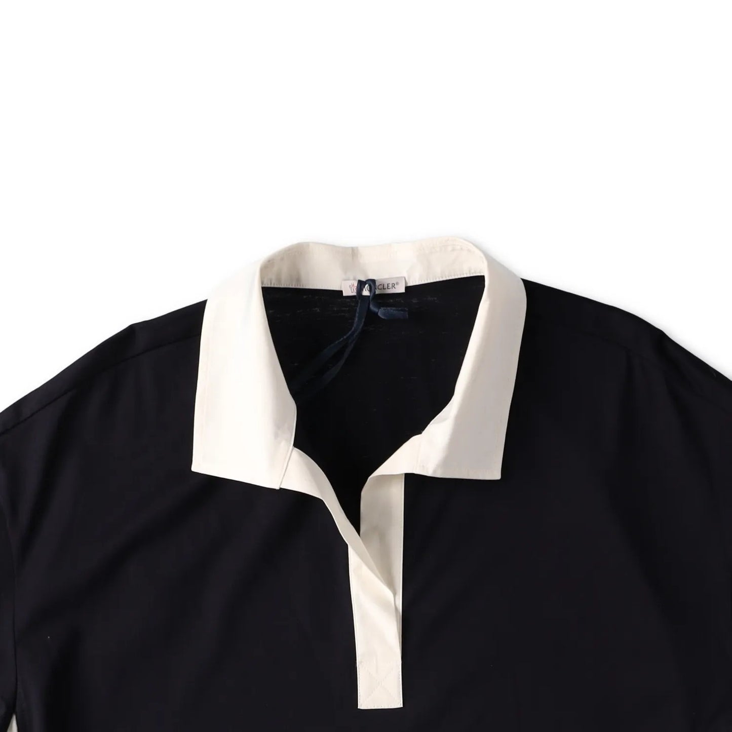 MONCLER Womens Polo W Logo Badge On Short Sleeve Collared Black White L RRP 330 — View 3