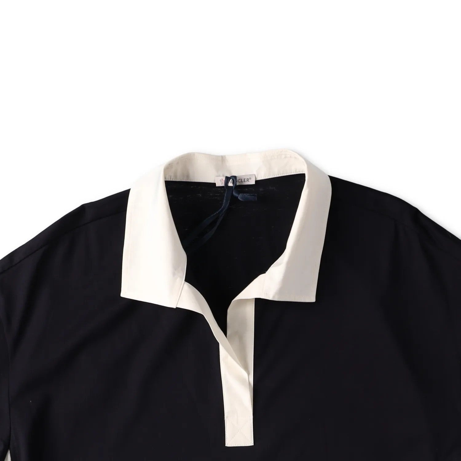 MONCLER Womens Polo W Logo Badge On Short Sleeve Collared Black White L RRP 330 — View 3
