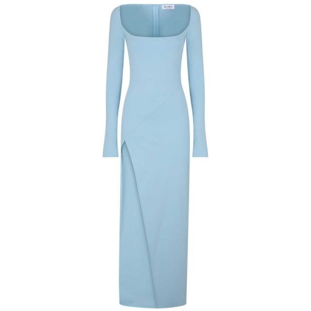 THE ATTICO Light Blue Maxi Dress Slit Blue Lawrence Size 40 RRP850