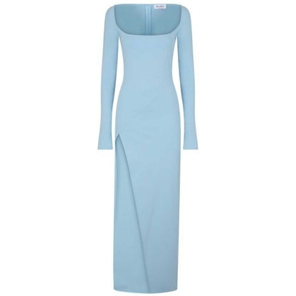 THE ATTICO Light Blue Maxi Dress Slit Blue Lawrence Size 40 RRP850