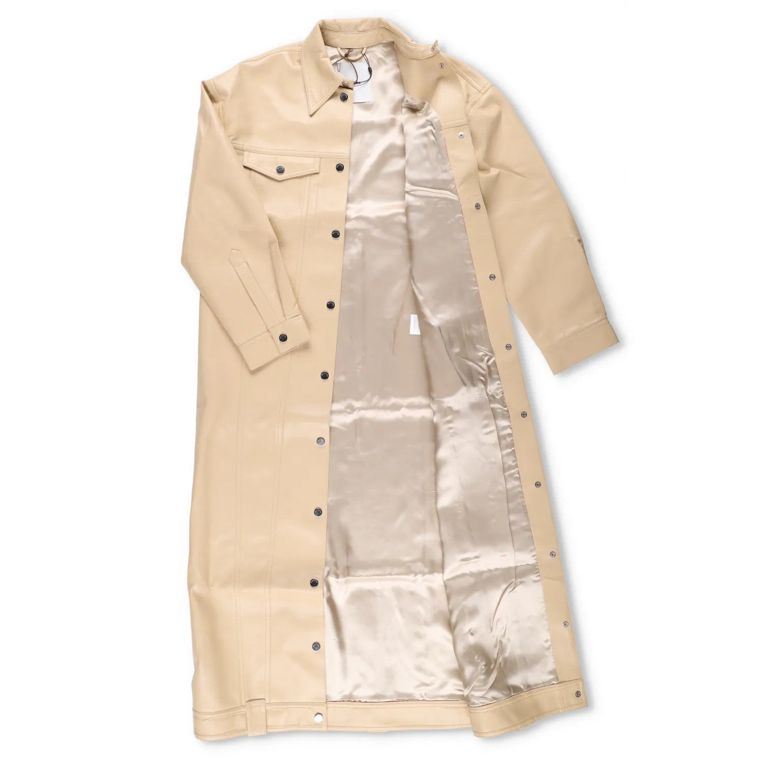 NANUSHKA Women Keano Trench Coat Button Up Leather Beige Neutrals Size L RRP1475 — View 8