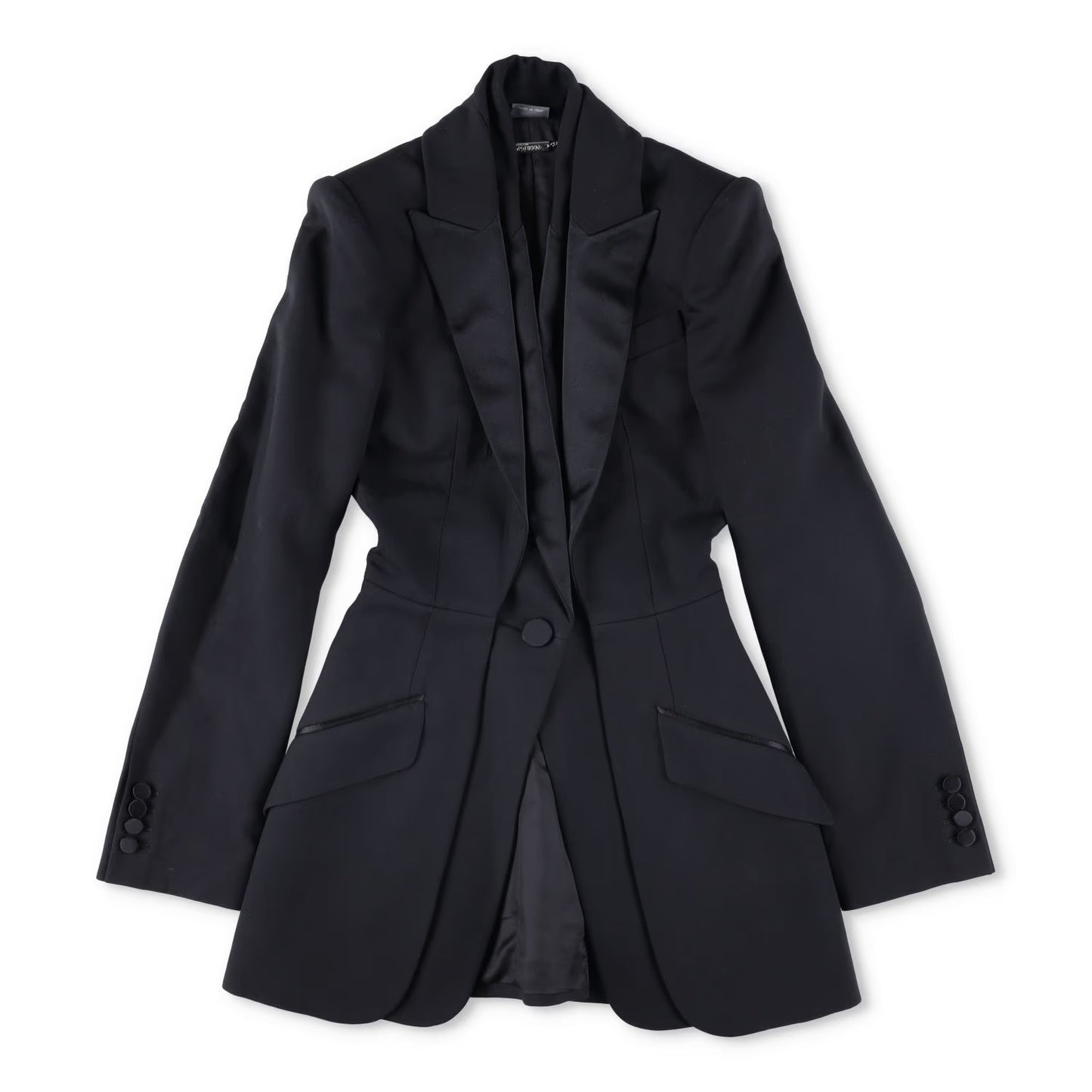 ALEXANDER MCQUEEN Womens Formal Blazer Black Cotton Blend Mid Length 38 RRP 700