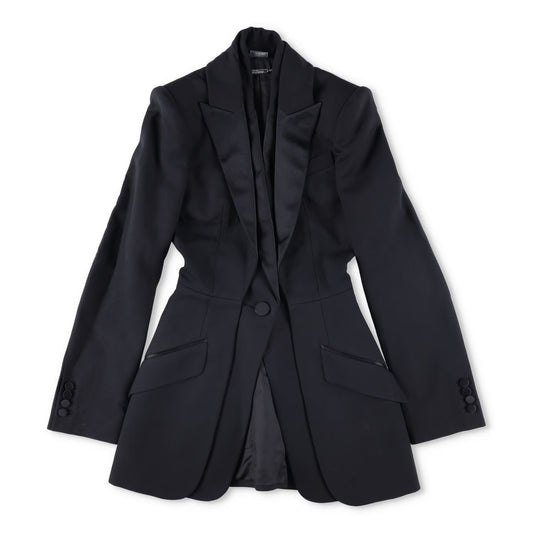 ALEXANDER MCQUEEN Womens Formal Blazer Black Cotton Blend Mid Length 38 RRP 700