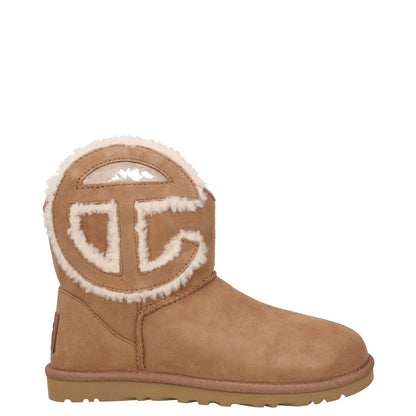UGG X TELFAR Womens Ankle Boots Brown Leather Shearling Pull On UK 4 RRP 250