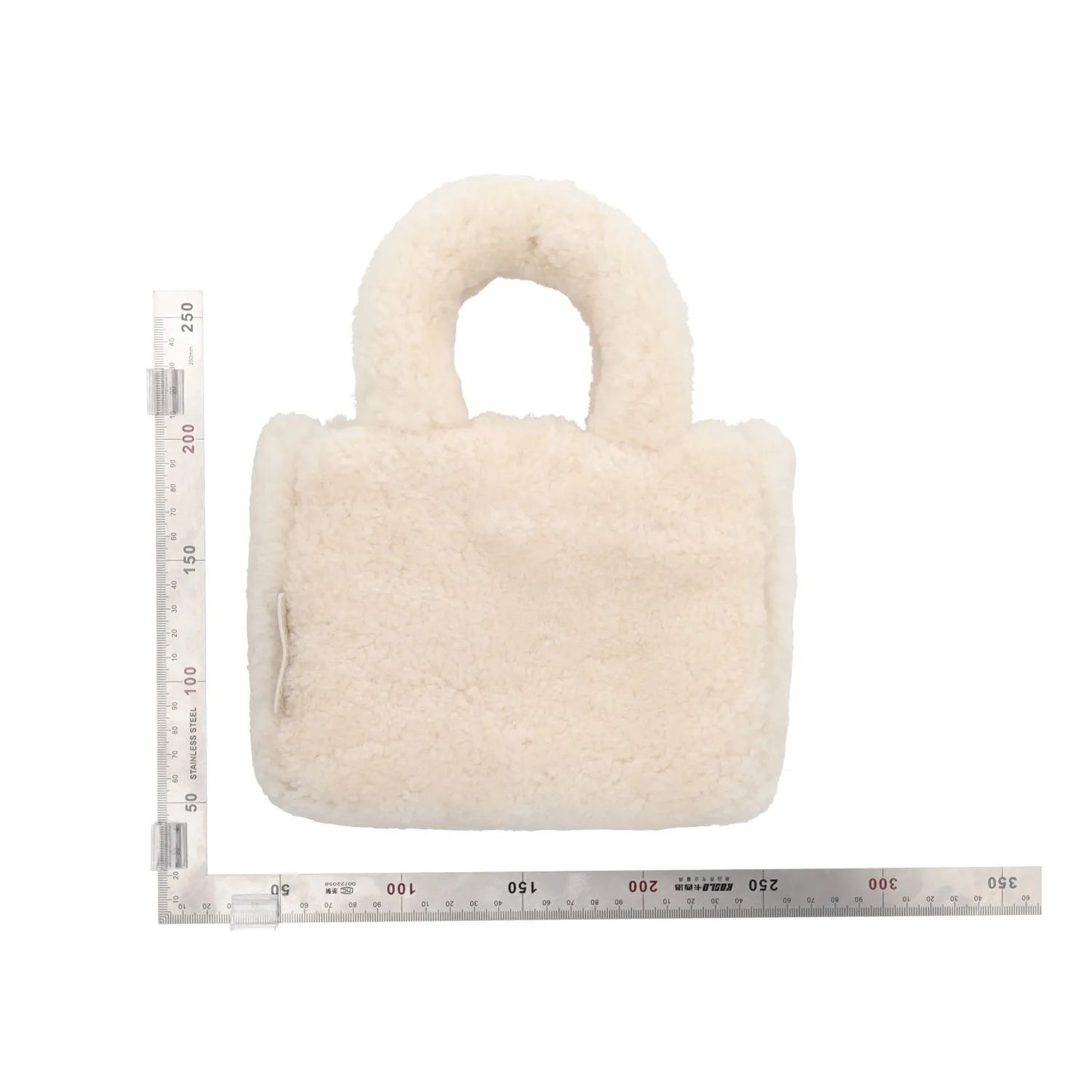 AMINA MUADDI Womens Handbag White Plush Shearling Top Handle S RRP 650 — View 13