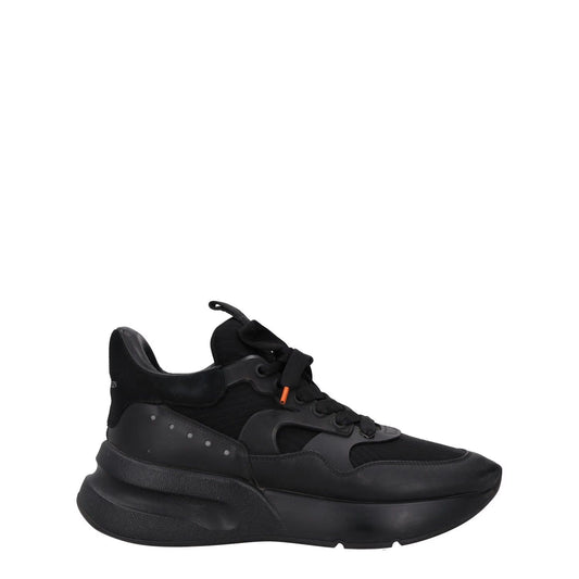 ALEXANDER MCQUEEN Mens Trainers Black Leather Mid Top Lace Up UK 7 RRP 590