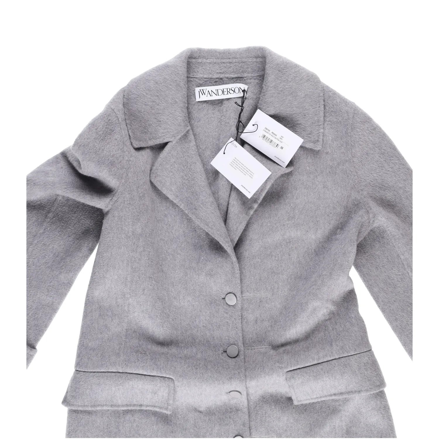 J.W.Anderson Mens Straight Fit Multi Button Grey Wool Blend Overcoat 8 RRP 1210 — View 8