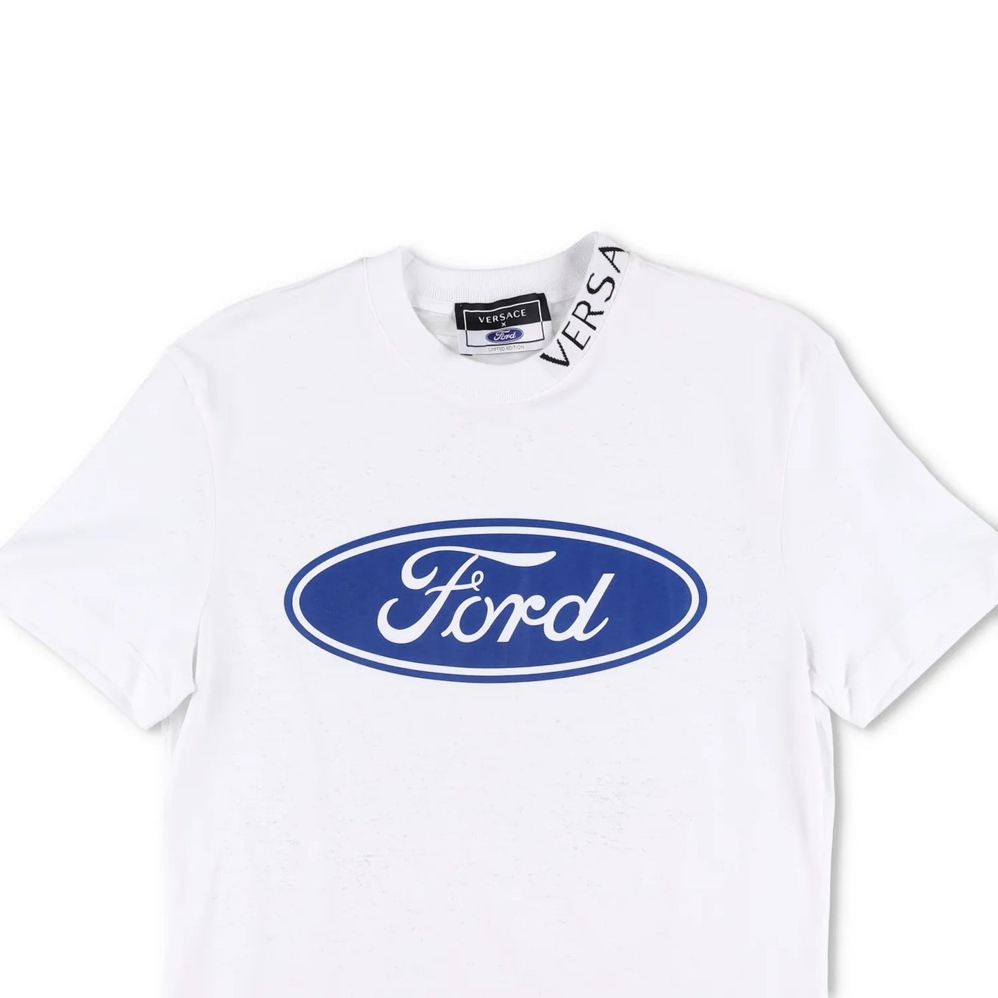 VERSACE Womens T-Shirt Large Ford Logo White Cotton Crew Neck Size XS RRP 200 — View 2
