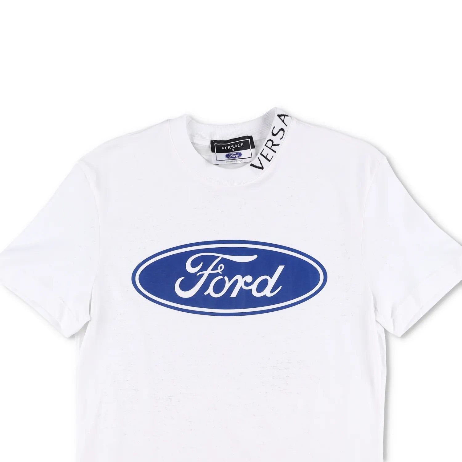 VERSACE Womens T-Shirt Large Ford Logo White Cotton Crew Neck Size XS RRP 200 — View 2