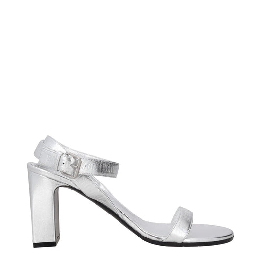 BALENCIAGA Womens Strappy Heels Silver Leather Mid Heel Silver Buckle UK6 RRP650