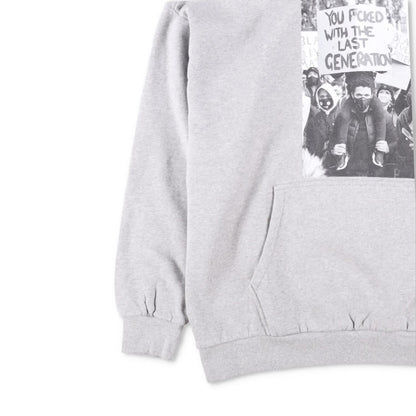 WWS Mens Hoodie Cotton Hoodie Pullover Front Large Print Grey Size S RRP 150 — View 3