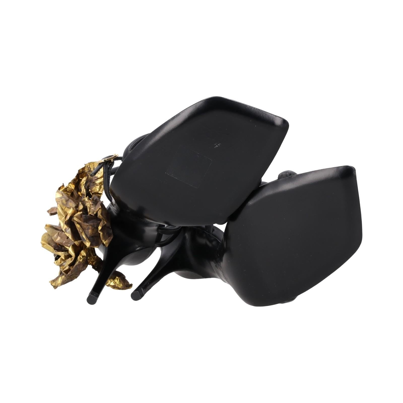 BRUNO FRISONI Womens Black Leather Stiletto Sandals Flower EU 38.5 RRP 1195 — View 9