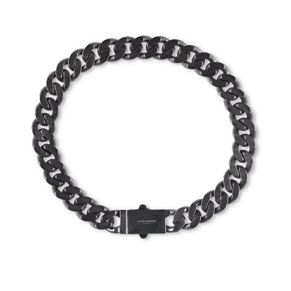 SAINT LAURENT Silver Chunky Chain Necklace Curb Push Lock Size M RRP 545