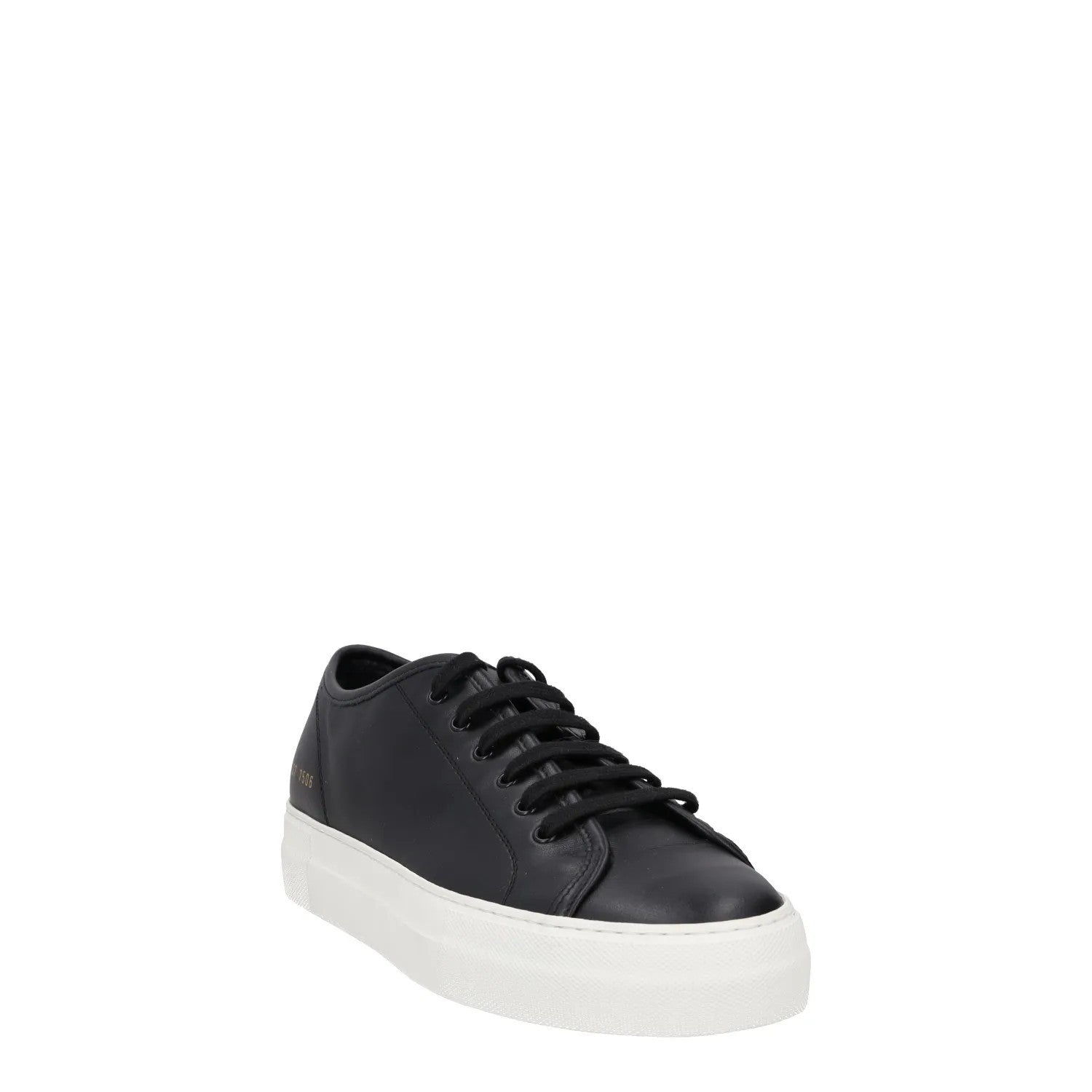 COMMON PROJECTS Womens Trainers Black Leather White Low Top Lace Up UK 4 RRP 395 — View 2