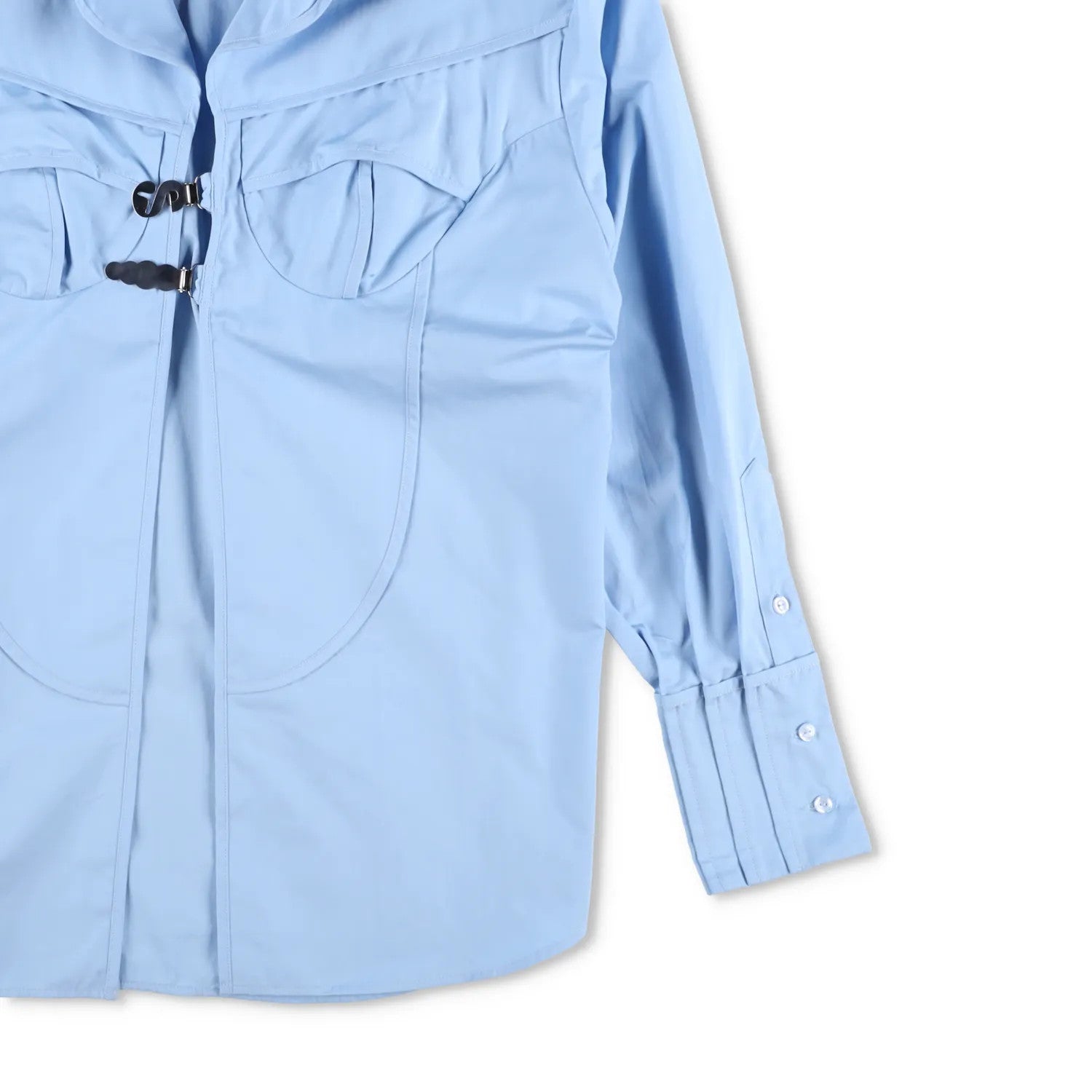SINEAD O'DWYER Womens Pyjama Shirt Blue Button-Up Cotton Buckle Toggle 12 RRP755 — View 4