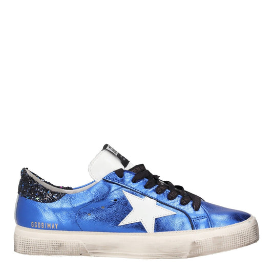 GOLDEN GOOSE Womens Blue White Leather Low Top Lace Up Star UK 8 RRP 485