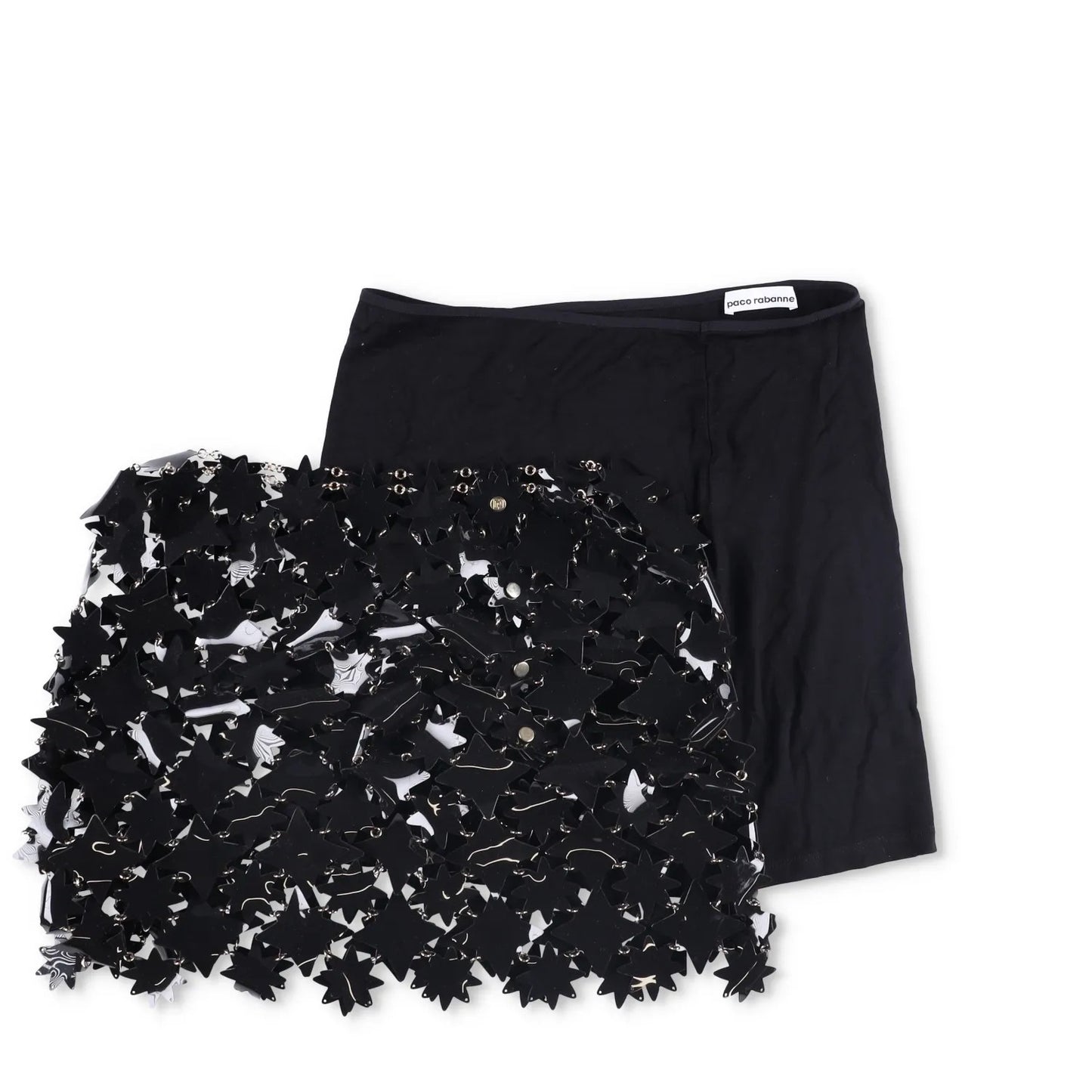 PACO RABANNE Womens Skirt Black Skirt PVC Stars Hook Eye Closure Size 38 RRP1300 — View 2